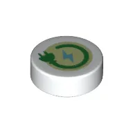 Tile Round 1 x 1 with Green Plug on Bright Green Background print