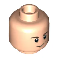Minifig Head Sheldon Cooper, Dual Sided, Brown Eyebrows, Chin Dimple, Smile, Open Mouth [Hollow Stud]