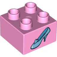 Duplo Brick 2 x 2 with Light Blue Shoe Cinderella Glass Slipper Print