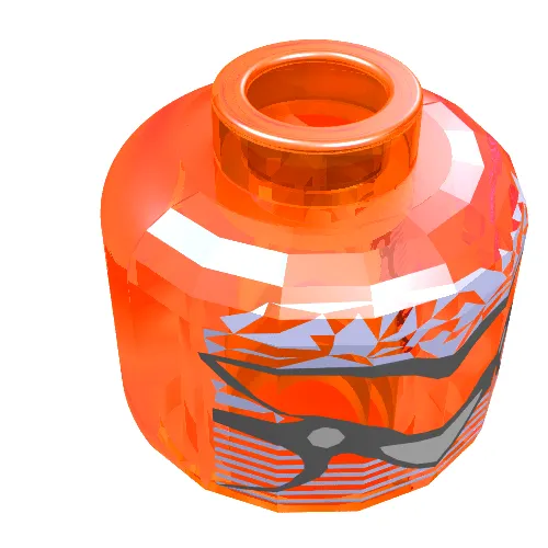 Minifig Head Alien, Green Brain and Yellow Mouth Print [Blocked Open Stud]