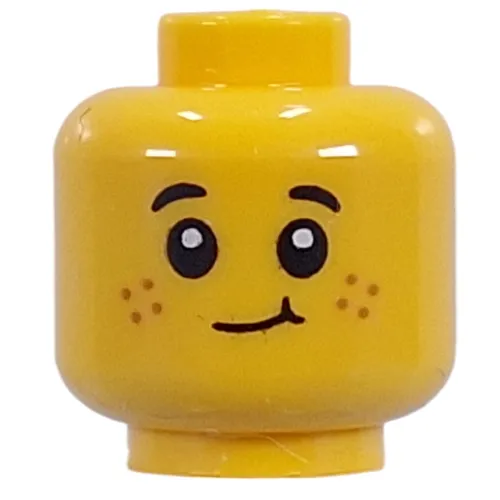 Minifig Head Kid, Freckles, Open Mouth Laughing, Cheeky Smirk