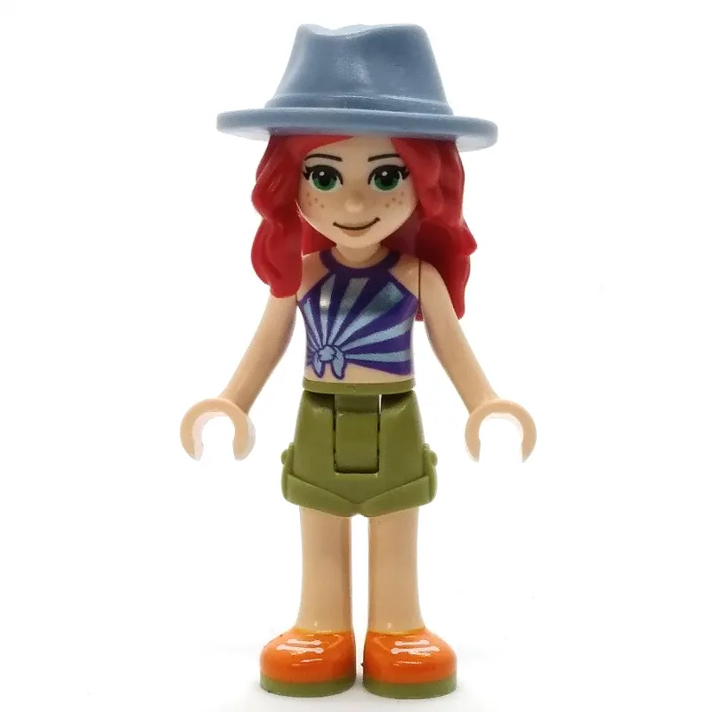 Mia - Dark Purple Top, Olive Green Skirt, Sand Blue Hat