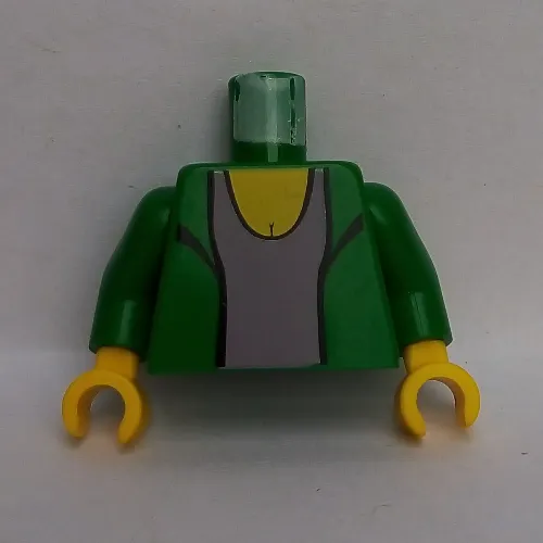 Torso Blazer / Jacket over Light Violet Top Print (Mary Jane), Green Arms, Yellow Hands