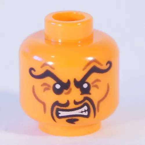 Minifig Head Nadakhan, Arched Curly Eyebrows, Moustache Fu Manchu, Clenched Teeth Print [Hollow Stud]