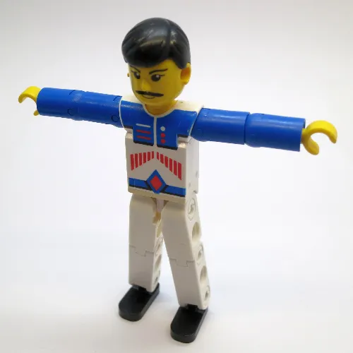 Technic Figure White Legs, White Top with Red Arrow Stripes Print, Blue Arms