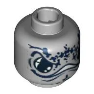 Minifig Head Manta Warrior, Large Black Eyes, Wide Mouth And Dark Blue Spots Print [Blocked Open Stud]