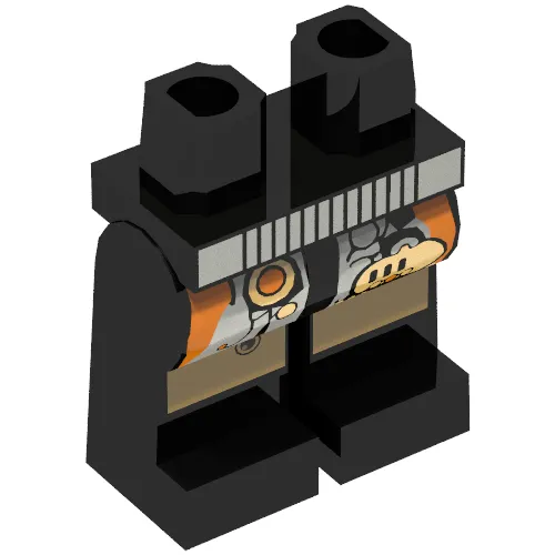 Hips and Black Legs with Gold Circuitry and Silver Belt Print