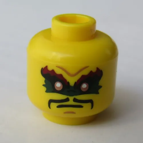 Minifig Head Krux (Acronix), Gray Eyebrows, Green Eye Paint, Grimace / Gray Eyebrows and Moustache, Round Glasses Print