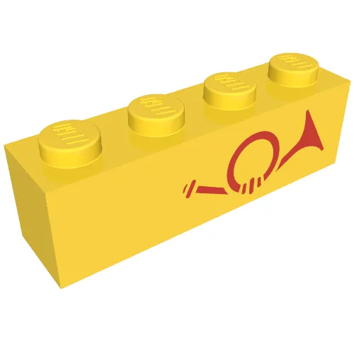 Brick 1 x 4 with Red Horn - Right Aligned print