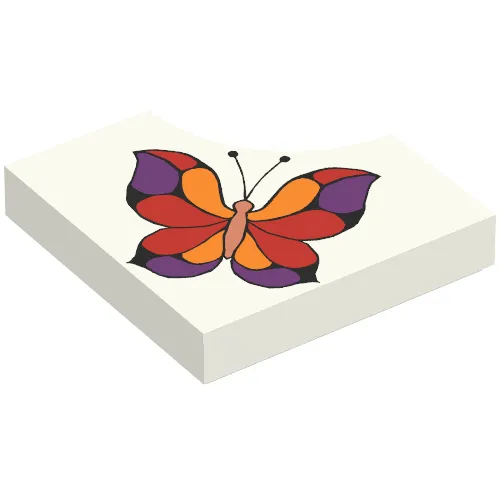 Tile Special 2 x 2 without 1 x 1 Quarter Circle with Scala Butterfly Print