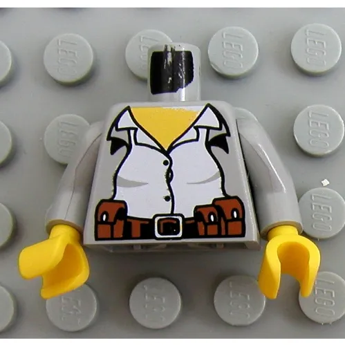 Torso Jacket over White Shirt, Belt with Pouches Print, Light Gray Arms, Yellow Hands