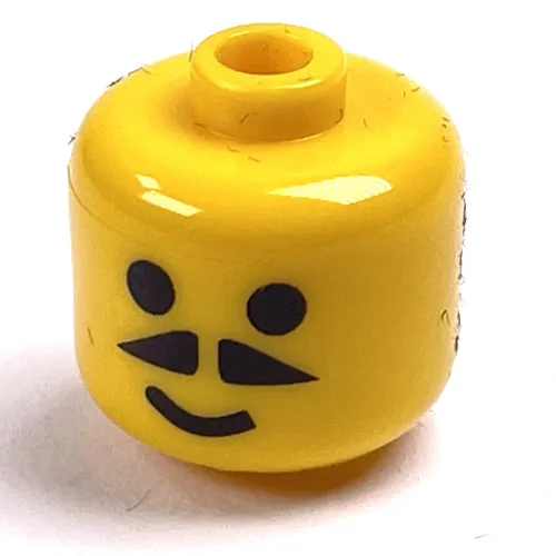 Pen Bead, Round Large, Curved Edges / Cylinder with Minifig Head with Moustache Print