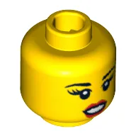 Minifig Head Hollywood Starlet, Eyebrows, Thick Eyelashes, Red Lips, Open Mouth Print [Blocked Open Stud]