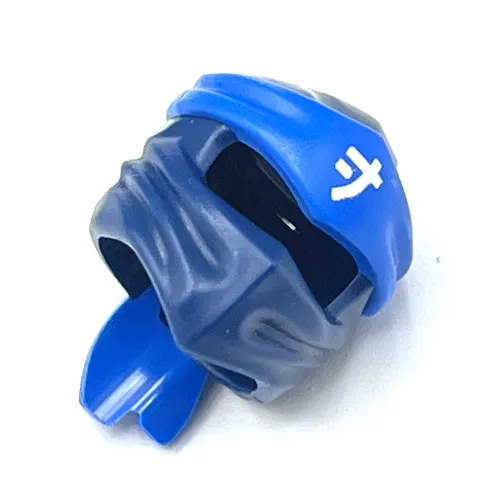 Wrap with Long Back Knot, Blue Band Pattern with White Asian Symbol Print
