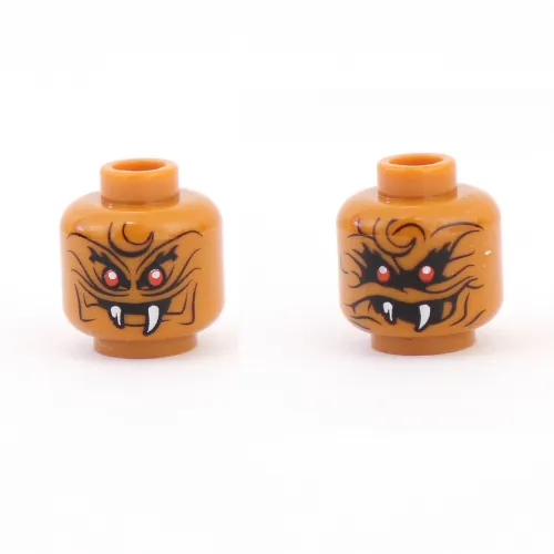 Minifig Head Commander Raggmunk, Dual Sided, Red Eyes, Wrinkles, White Fangs, Narrow Eyes / Wide Eyes, Open Mouth Print [Hollow Stud]