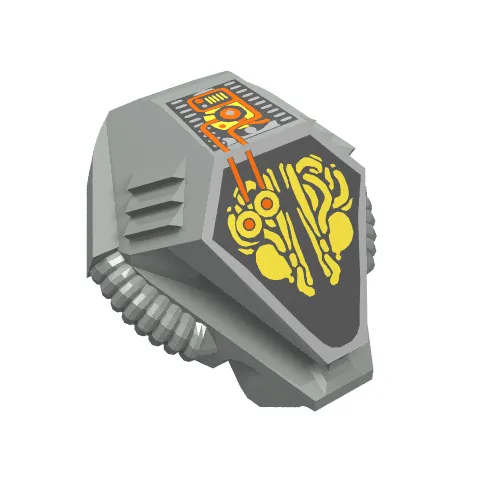 Helmet with Hexagonal Top and Silver Alien Print