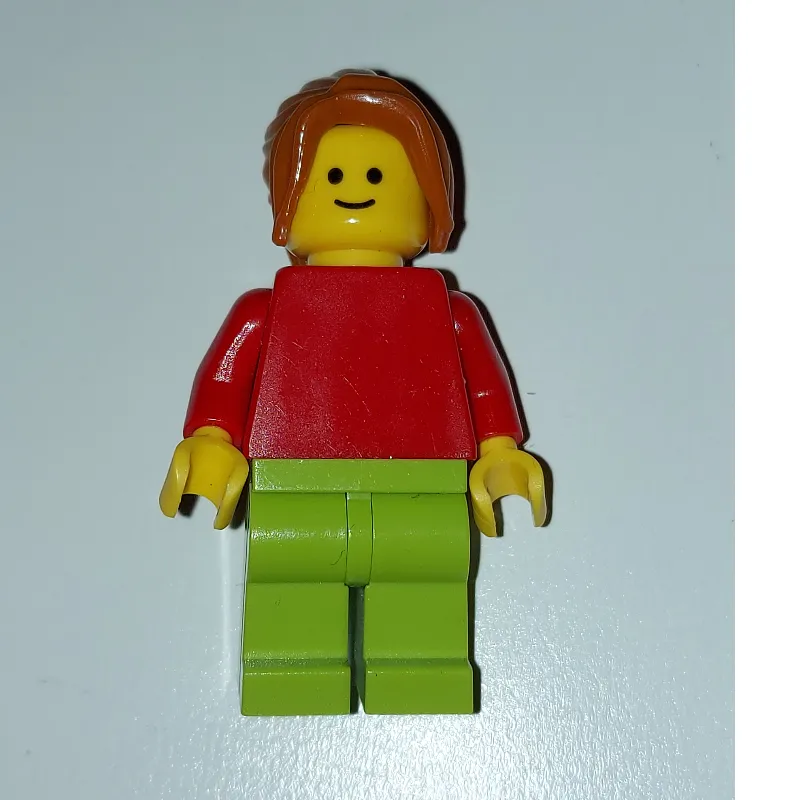 Woman, Plain Red Torso, Lime Legs, Dark Orange Hair