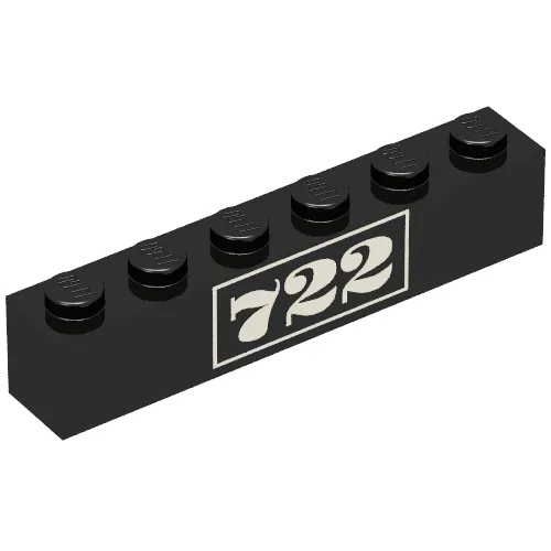 Brick 1 x 6 with Gold '722' Print