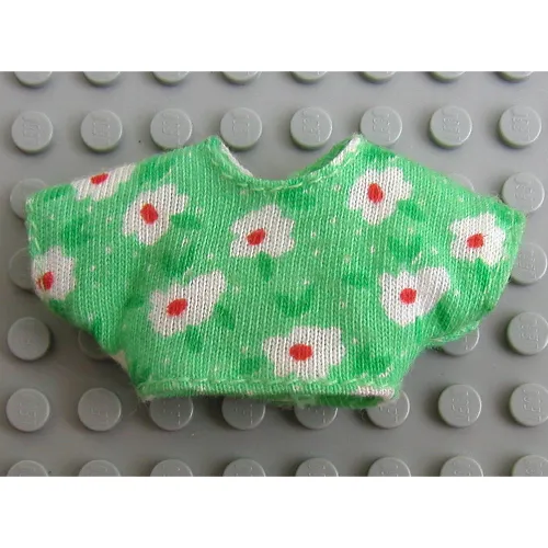 Scala, Crop Top with Short Sleeves with White Flowers Pattern
