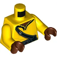 Torso, Shirt with Black Collar, Shoulder Strap, and Belt Print, Yellow Arms, Reddish Brown Hands