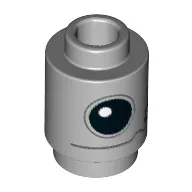 Brick Round 1 x 1 Open Stud with Black Droid Eye, Dark Bluish Grey Line print