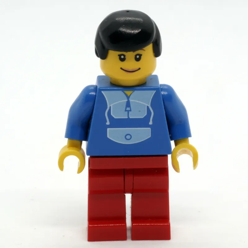 Blue Torso, Red Legs, Black Hair