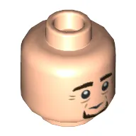 Minifig Head Pius Thicknesse, Thick Eyebrows, Black Goatee, Neutral / Smile Print