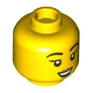 Minifig Head, Happy Smile with Pink Lips / Light Blue Face Mask print