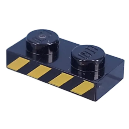 Plate 1 x 2 with Yellow Warning Stripes print