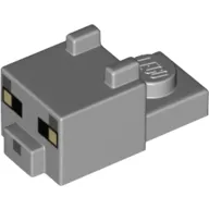 Animal Body Part, Cat Head 1 x 2 with Cube with Ears, Nose and Pixelated Face with Tan Eyes and Dark Bluish Grey Nose Print (Cat)