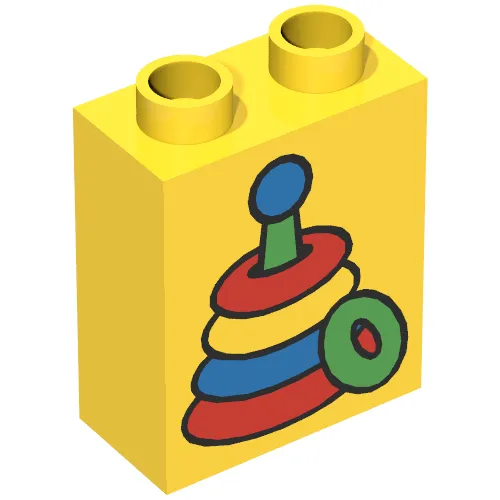 Duplo Brick 1 x 2 x 2 with Stacking Rings Toy Print