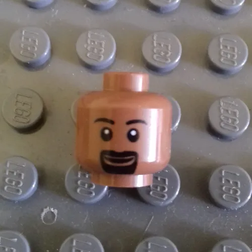 Minifig Head Ambulance Driver, Eyebrows, White Pupils, Goatee and Grin Print [Blocked Open Stud]