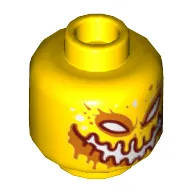 Minifig Head Flama, Red and Orange Eyes, Wide Mouth, White and Orange Spots on Front and Back Print [Hollow Stud]