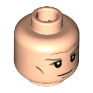 Minifig Head Bastian Schweinsteiger, Dark Tan Eyebrows, White Pupils, Forehead and Cheek Lines, Chin Dimple Print [Hollow Stud]