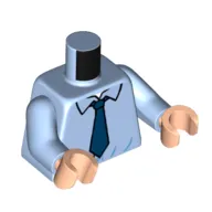 Torso, Shirt, Dark Blue Tie print, Bright Light Blue Arms, Light Nougat Hands
