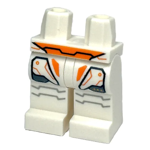 Hips and White Legs with Armor, Orange and Dark Bluish Grey Markings print