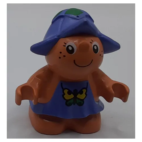 Duplo Figure Little Forest Friend, Female, Medium Violet Dress and Butterfly Print (Jangle Bluebell)