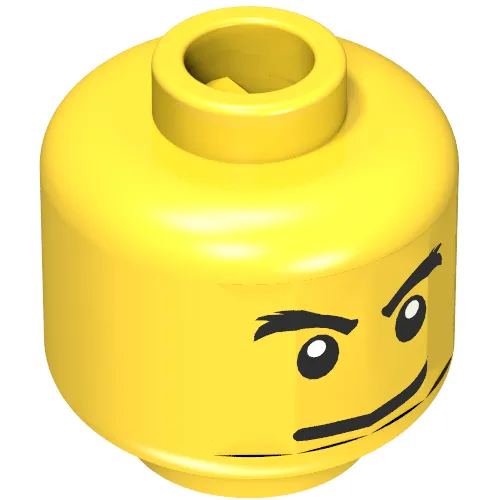 Minifig Head, Eyebrows, Crows Feet with Open Mouth Scared / Mischievous Print
