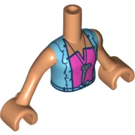 Minidoll Torso Girl Medium Azure Jacket, Dark Pink Shirt, Scissors for Pendant, Nougat Arms with Hands