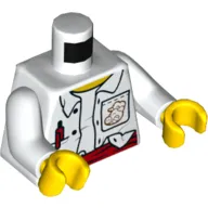 Torso Shirt with Stains, Red Pen, Unbuttoned Print, White Arms, Yellow Hands
