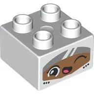 Duplo Brick 2 x 2 with Medium Nougat Winking Face and Visor print
