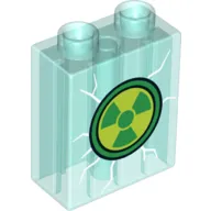 Duplo Brick 1 x 2 x 2 with Nuclear Warning Sign on Broken Glass print