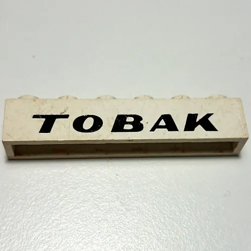 Brick 1 x 6 with 'TOBAK' Italic Bold print