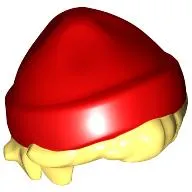 Hair and Hat, Short Hair and Beanie Red Pattern
