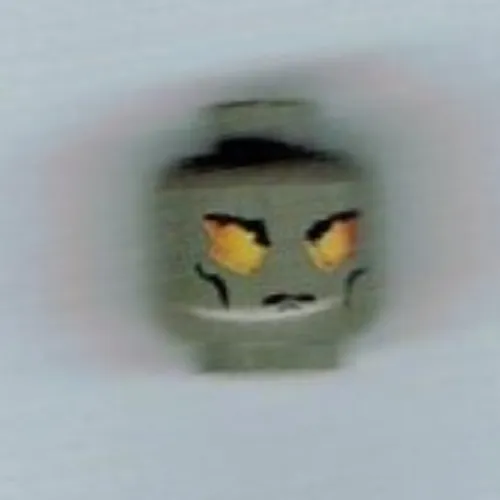 Minifig Head Dragon Fortress Guardian, Yellow and Orange Eyes, Cheek Lines Print