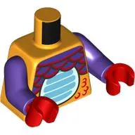 Torso, Dark Purple/Red Scales, Medium Blue/Bright Light Blue Striped Belly print, Dark Purple Arms, Red Hands