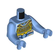 Torso with Long Arms, Na'vi, with Bare Chest, Blue Markings, Yellow Tribal Decorations Print, Medium Blue Arms and Hands