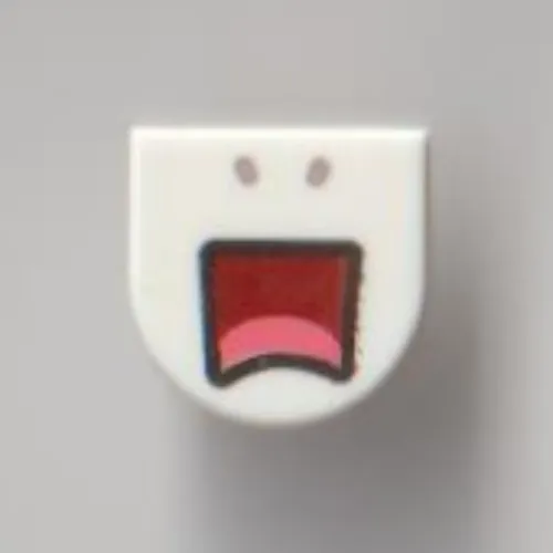 Tile Round 1 x 1 Half Circle with Scared Face, Open Mouth print