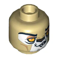 Minifig Head Leonidas, Lion with Orange Eyes, Brown Nose, Crooked Smile / Open Mouth Print