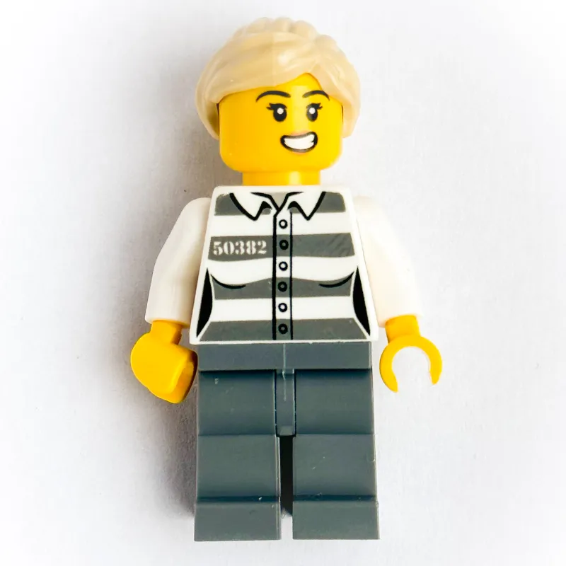 Helen Heist - Criminal, Prison Shirt with #50382, Dark Bluish Gray Legs, Tan Hair